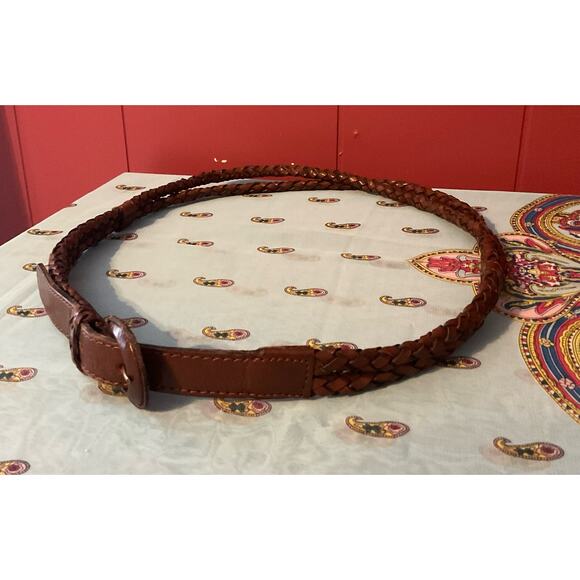 Vintage Genuine Leather Belt Brown ML Braided - Picture 9 of 9